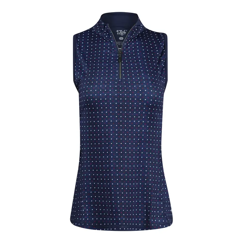 1764 Signature Vienna Navy Print Sleeveless Golf Polo – Size Xl 1