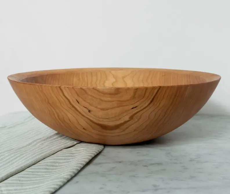 18-Inch Solid Cherry Round Serving Bowl 1