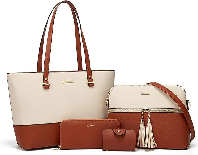 4-Piece Fashion Handbag Collection – Vegan Leather Totes, Satchels & Top-Handle Bags In Coordinated Colors 1