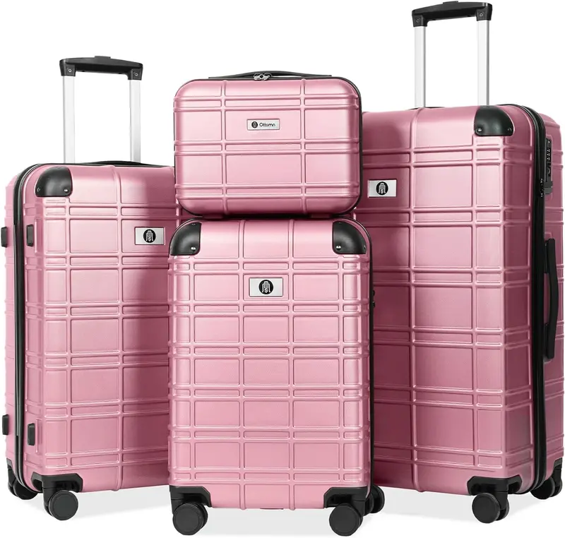 4-Piece Lightweight Abs/Pc Luggage Set – Tsa-Locked Hardshell Suitcases In Pink (12″–28″) For Frequent Travelers 1