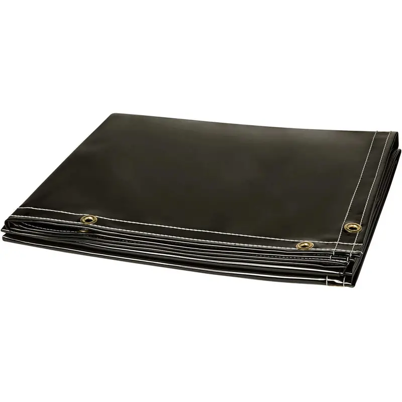 6-Foot X 6-Foot Charcoal Gray Tinted Vinyl Welding Barrier – 14 Mil Flame-Retardant Transparent Fabric 1