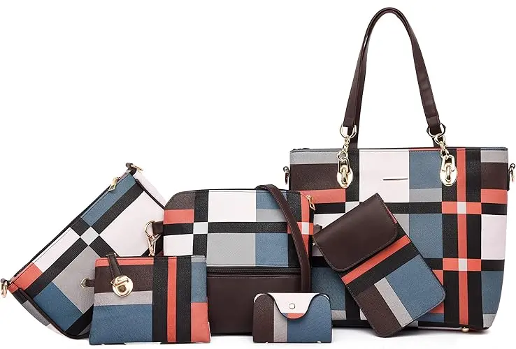 6-Piece Synthetic Leather Handbag Set – Mix-And-Match Totes, Crossbodies & Satchels For Versatile Everyday Style 1