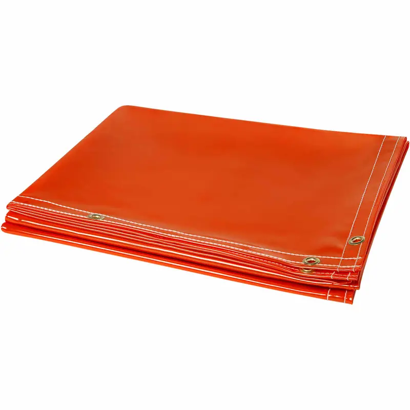 6' X 6' Orange Welding Partition — 40-Mil Fr Transparent Vinyl, Portable Shield 1
