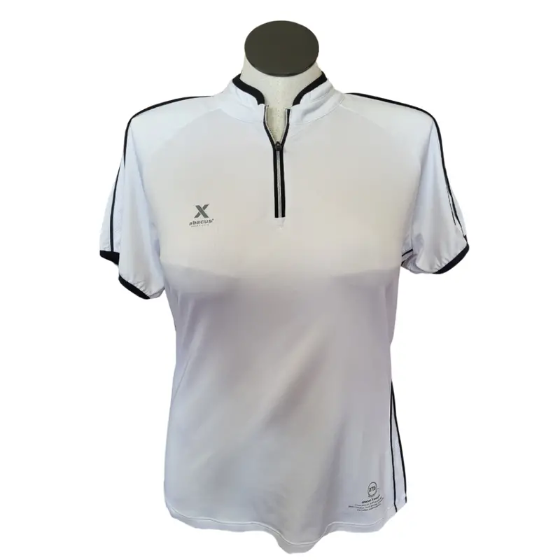 Abacus White Short-Sleeve Golf Top With Black Trim – Breathable Fabric, Xl, Msp $75 1