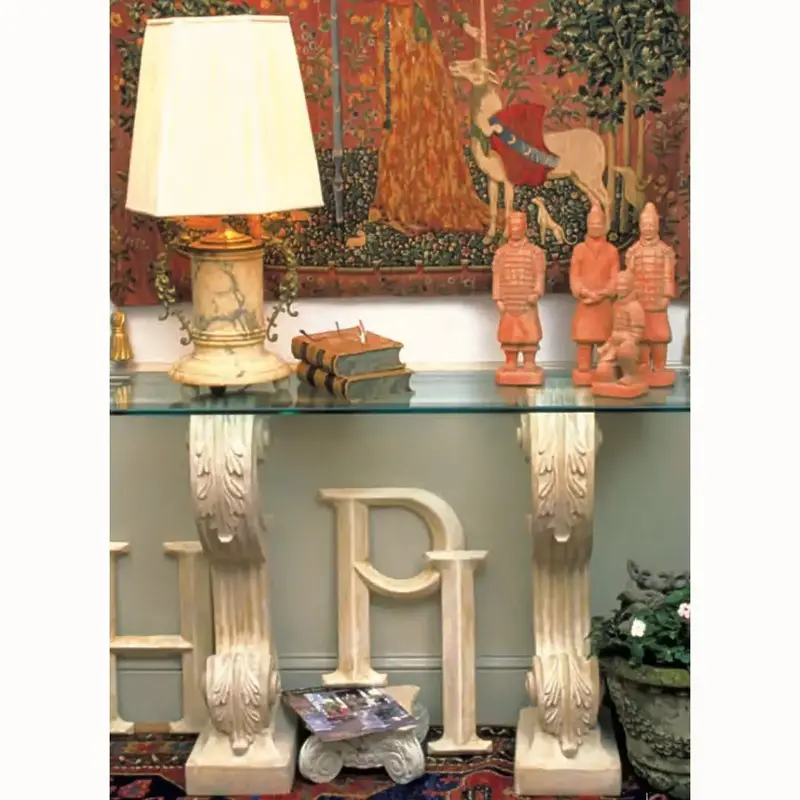 Acanthus-Scroll Designer Console Table Base – 32-Inch Ornate Pedestal Support 1