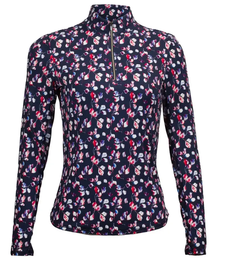 Adair Women’S Golf Pullover – Navy, Red & Purple Print (Size M) 1