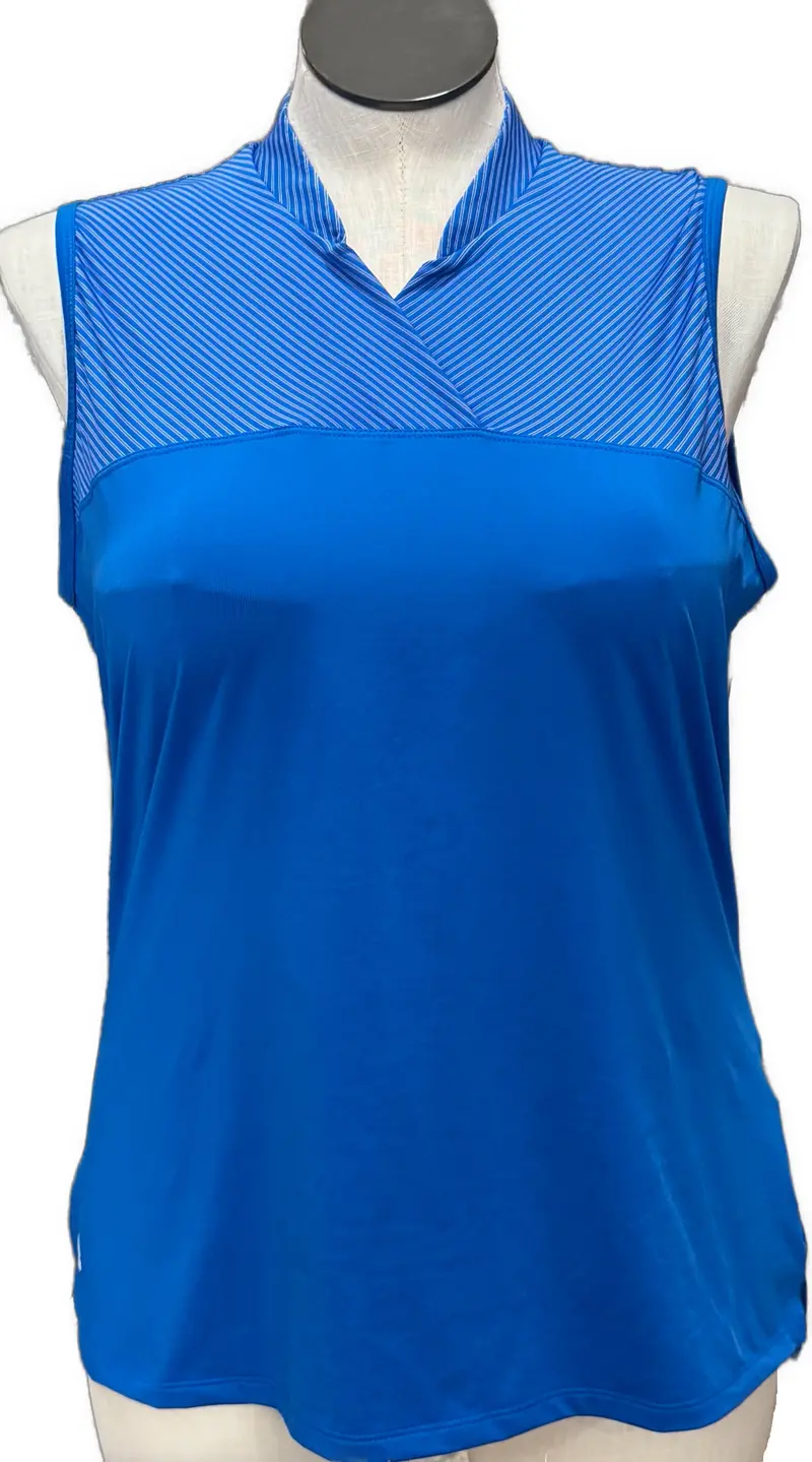 Adidas Blue Striped Sleeveless Women'S Golf Top – Size Xl 1