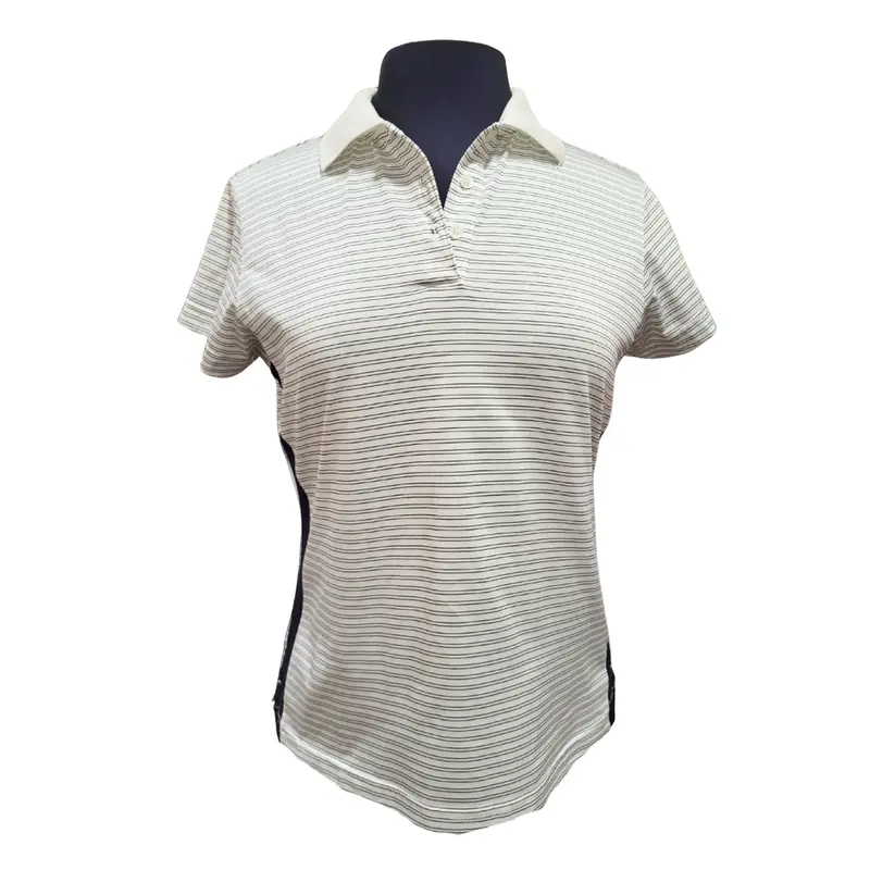 Adidas Climacool Women'S Striped Golf Polo – White, Size M 1