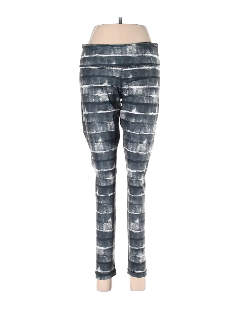 Adidas Gray, Black & White Striped High-Performance Leggings – Size M 1