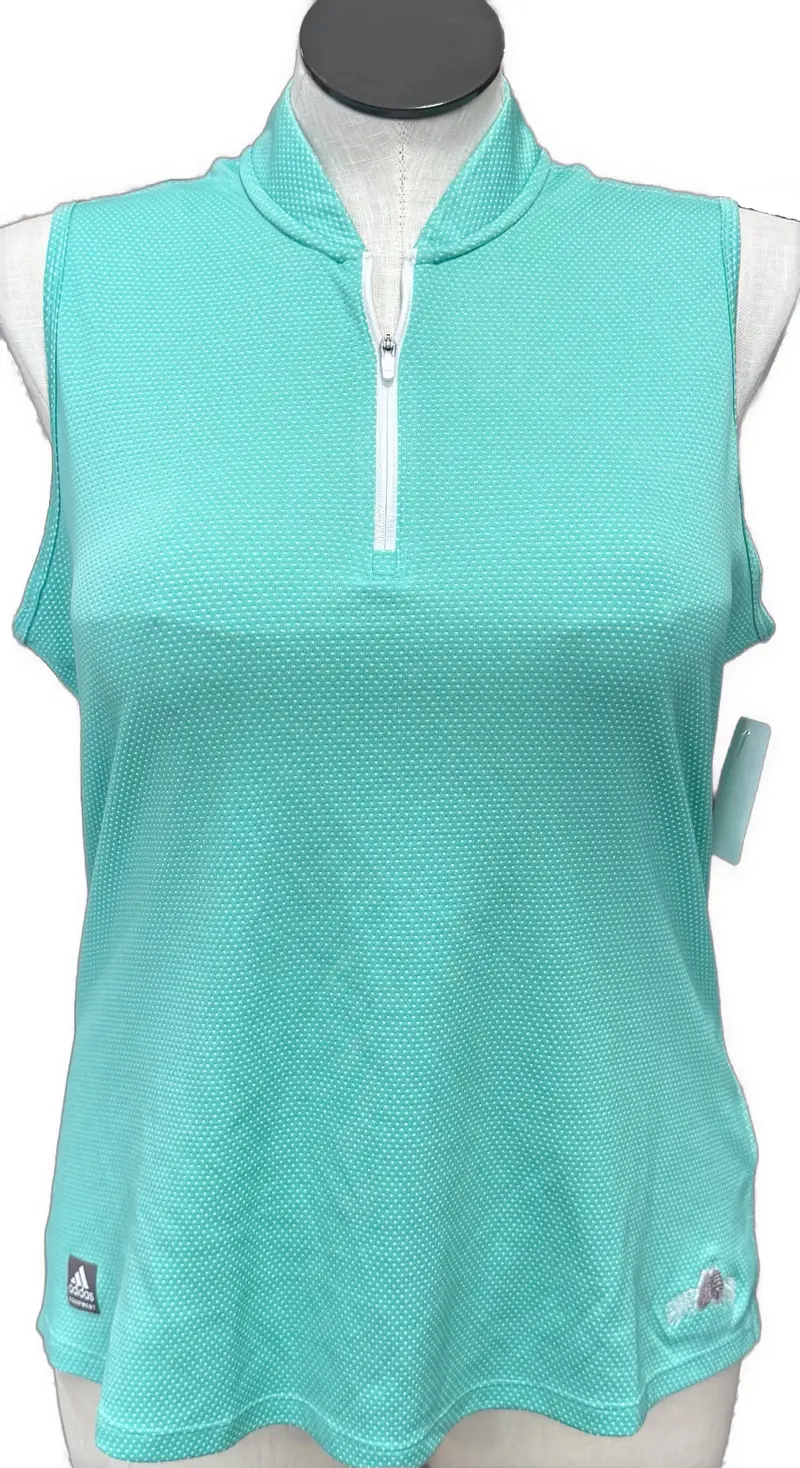 Adidas Mint Micro-Dot Sleeveless Women'S Golf Top With Logo – Size Xl 1