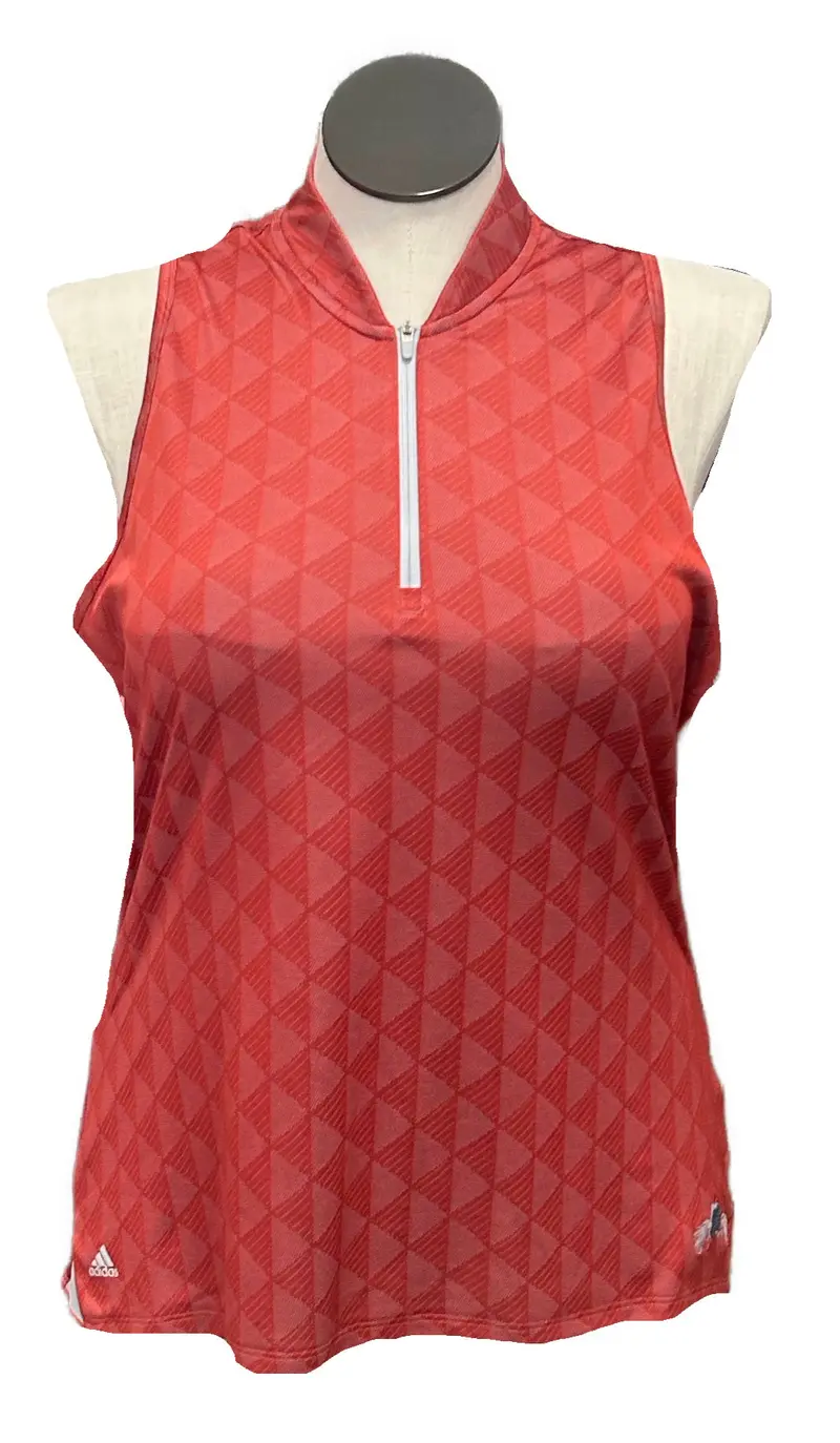 Adidas Triangle 1/4-Zip Sleeveless Athletic Top – Red, Size Xl 1