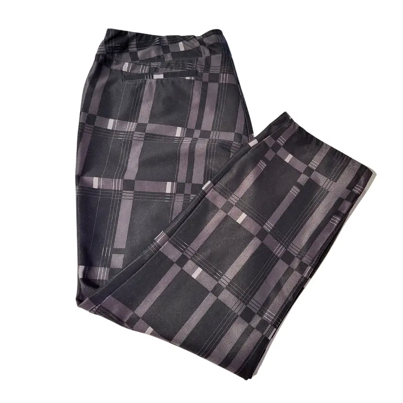 Adidas Women'S Gray Plaid Capri Pants – Performance Fabric, Tailored Fit, Size L 1