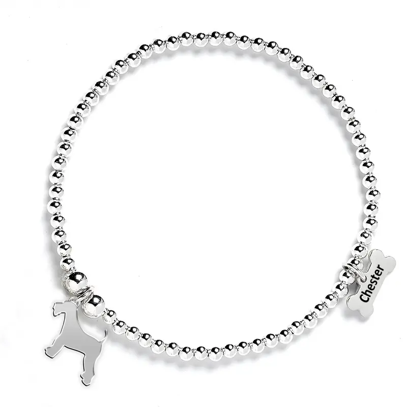 Airedale Terrier Silver Charm Bracelet – Sturdy & Stylish Dog Jewelry 1