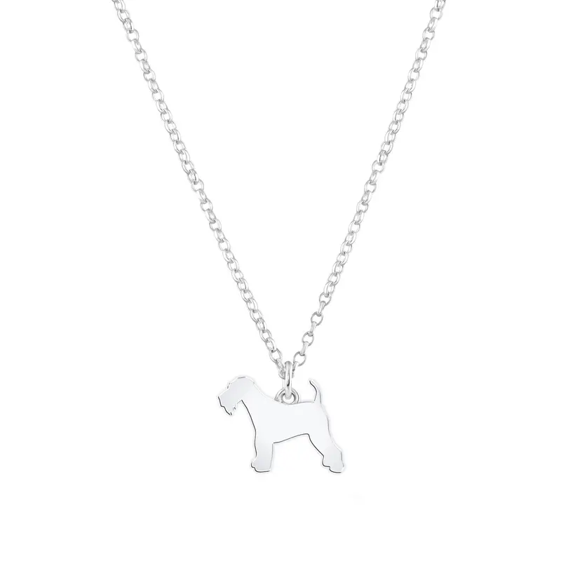 Airedale Terrier Silver Necklace – Custom Engraved Breed Profile Pendant 1