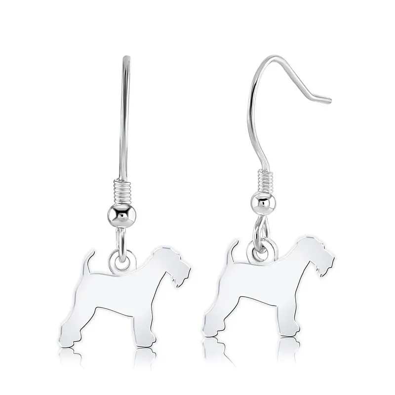Airedale Terrier Silver Stud Earrings – Canine Silhouette Design 1