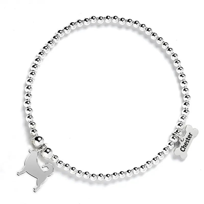 Alaskan Malamute Beaded Bracelet – Unique Silver Ball Design 1