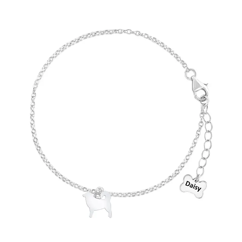 Alaskan Malamute Silver Chain Bracelet – Personalised 1
