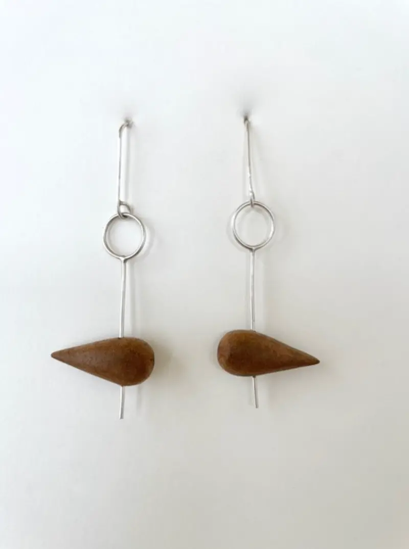 Alpa Sheth Studio Oak & Sterling Silver Arrow-Shaped Earrings 1