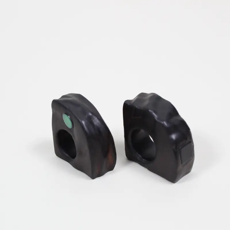 Alpa Sheth Studio Triangular Wood-And-Stone Ring 1