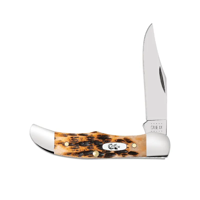 Amber Bone Pocket Hunter Folding Knife By Case 1