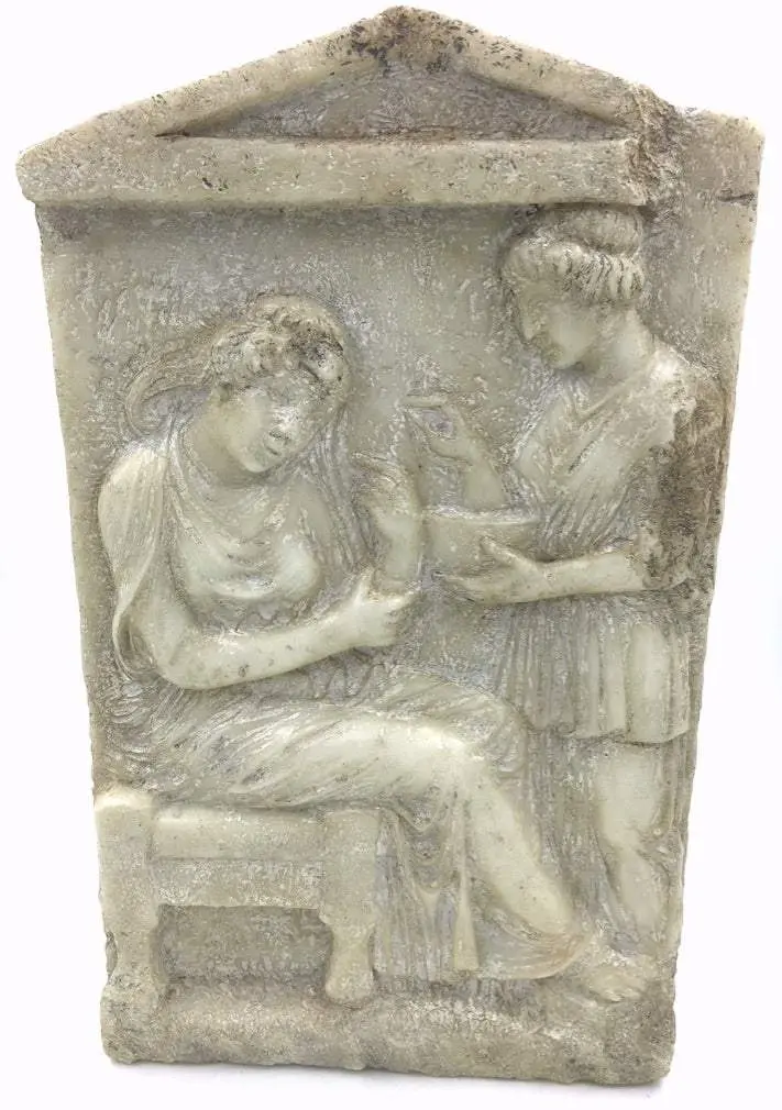 Ancient Greek Glykylla Stele Reproduction – Wall-Mounted Funerary Relief, 15.25" Tall 1