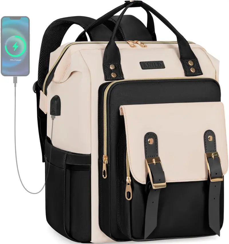 Anild Professional Laptop Backpack – 15.6-Inch Usb-Charging Work Bag With Luggage Strap, Airline-Compliant For Nurses & Educators 1