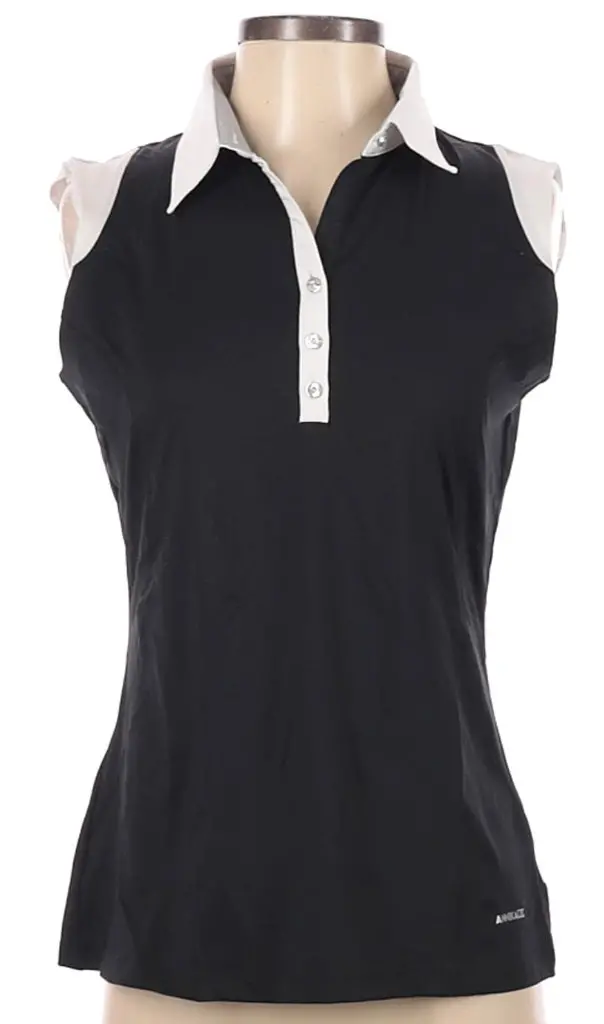 Annika Black-And-White Sleeveless Golf Polo – Size S 1