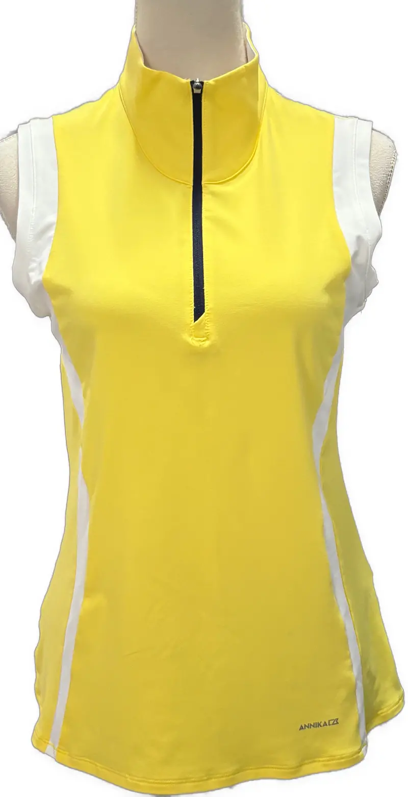 Annika By Cutter & Buck Yellow Half-Zip Sleeveless Golf Polo – Size S 1