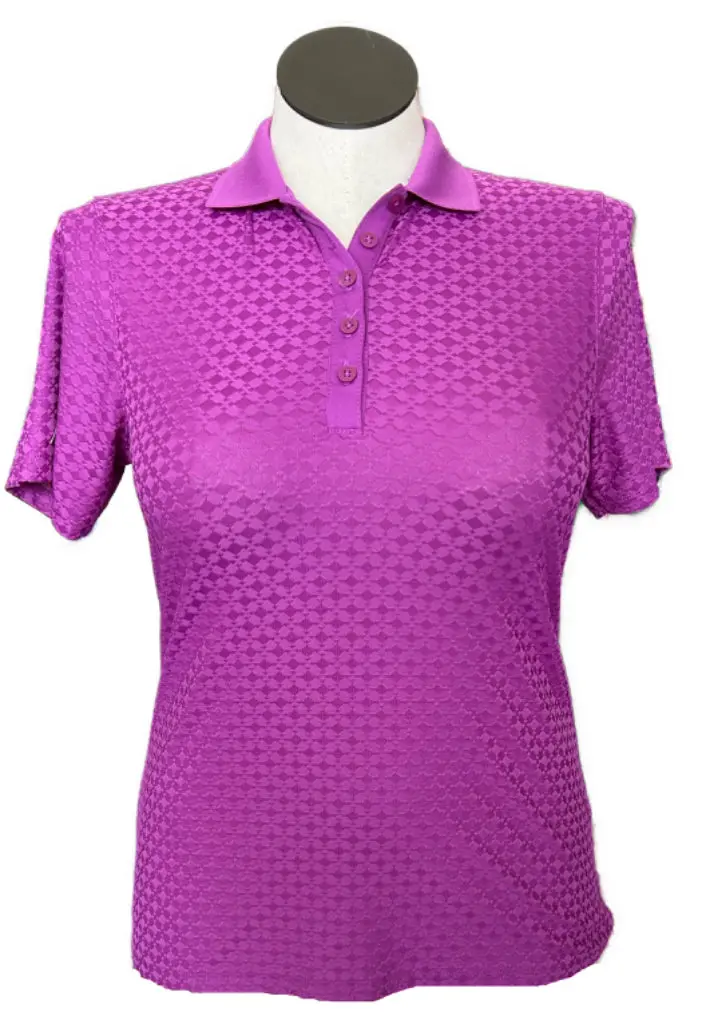 Antigua Women'S Textured Purple Golf Polo – Classic Fit, Size L 1