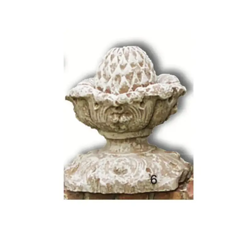 Artichoke Garden Finial With Botanical Leaves – Compact Cement Sculpture, 11.5" H × 10" W 1