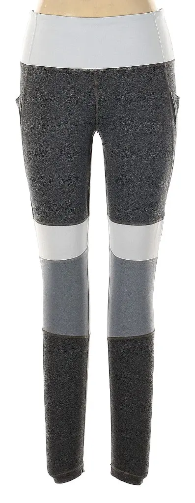 Athleta Gray-And-White Color-Block Tights – Seamless Support (Size L) 1
