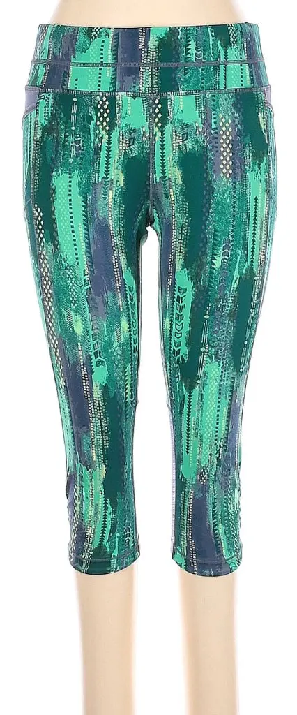 Athleta Green Printed Crop Leggings – Size M 1