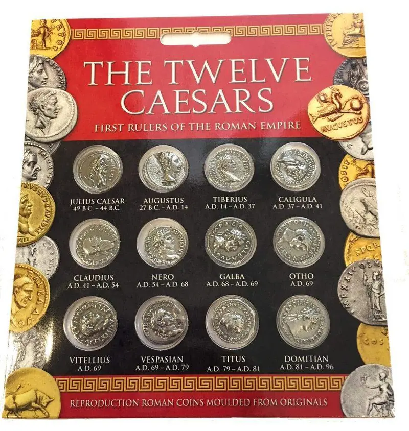 Authentic Roman Denarius Coin Replicas – 12-Piece Caesar & Emperor Portrait Set 1