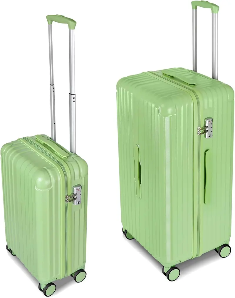 Avocado Green Abs+Pc Hard-Shell Luggage – 20" Carry-On & 28" Checked Suitcase – Square, Thickened & Durable 1