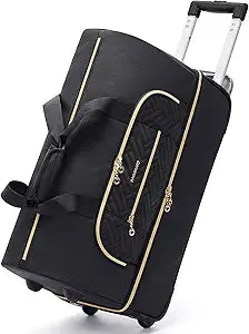 Bagsmart Rolling Weekender Duffle – 45L Carry-On With Shoe Compartment & Smooth-Castor Wheels (Black) 1