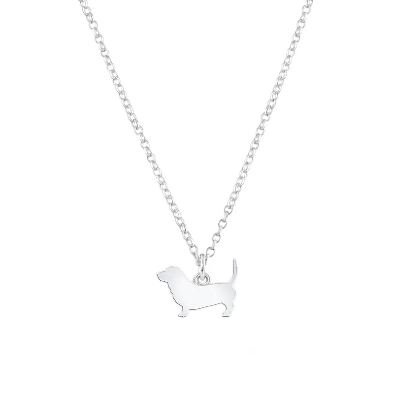 Basset Bleu De Gascogne Engraved Silver Necklace – Customizable 1