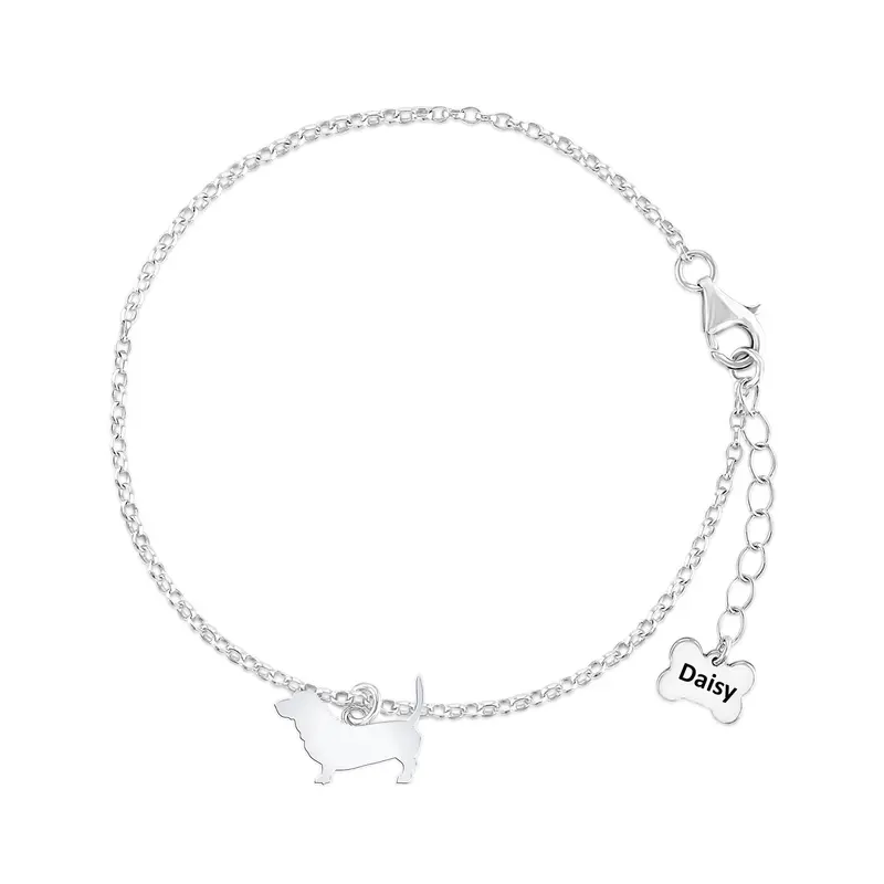 Basset Bleu De Gascogne Silver Chain Bracelet – Personalised Silhouette 1