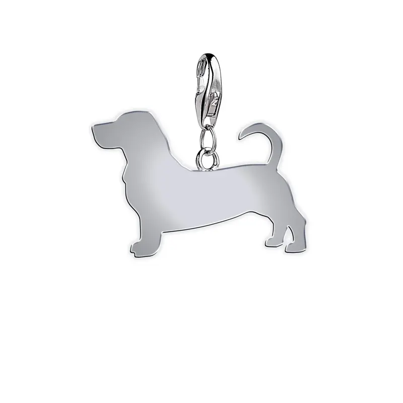 Basset Hound Silver Charm Pendant 1