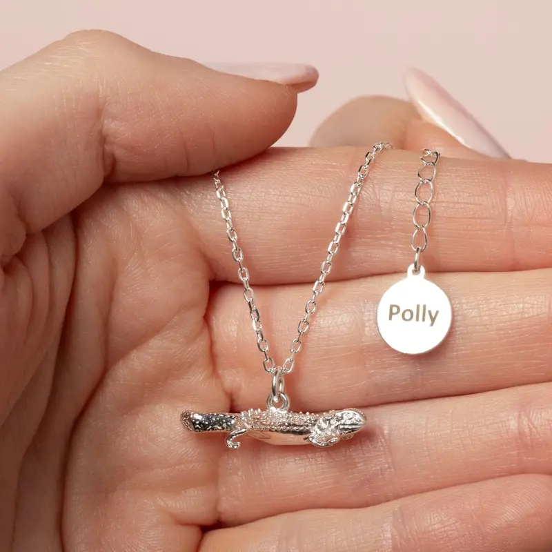 Bearded Dragon Pendant Necklace – Unique Reptile-Themed Silver Jewelry 1