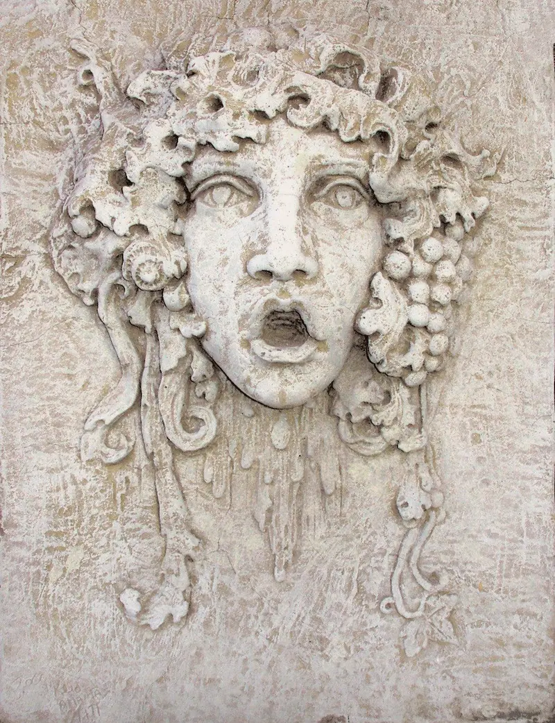 Beardless Bacchus Relief Sculpture — Large-Scale Classical Roman Motif, 28-Inch Tall Indoor Decor 1