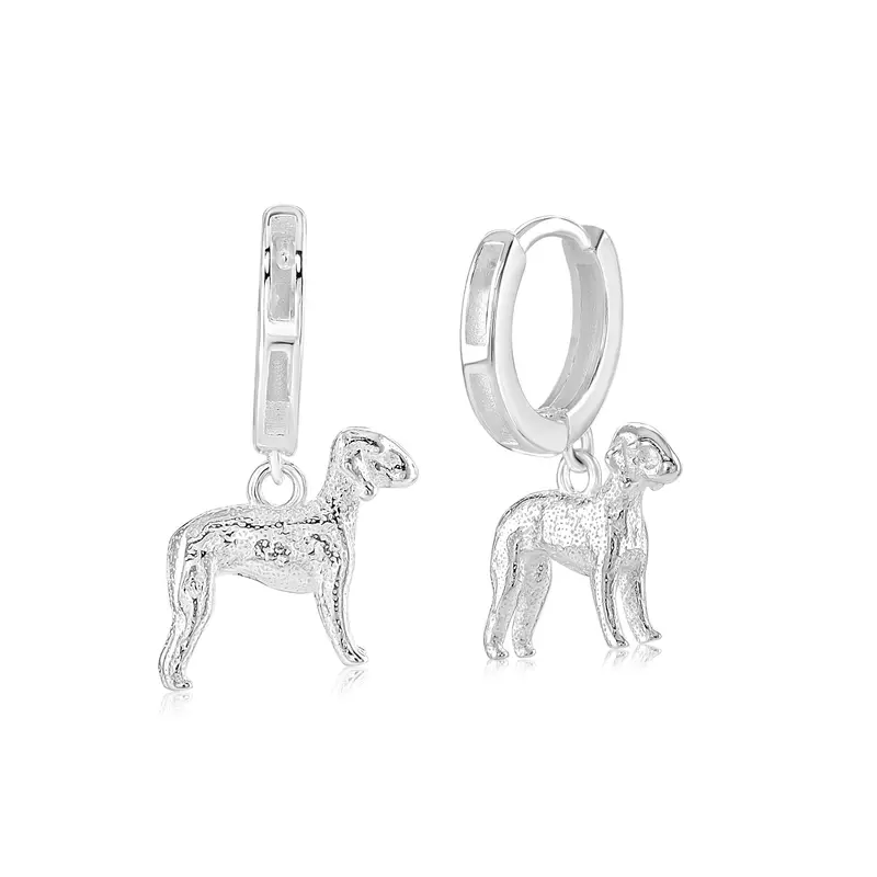Bedlington Terrier Silver Earrings - Distinctive Animal-Inspired Jewelry Set 1