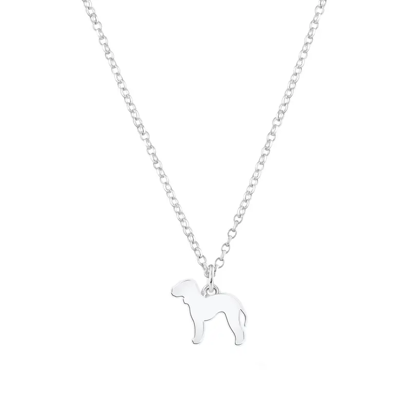 Bedlington Terrier Silver Necklace – Personalised Canine Silhouette Pendant 1