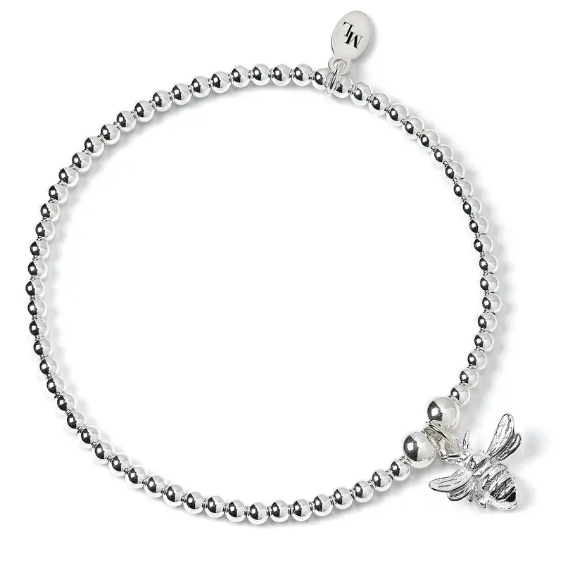 Bee Charm Bracelet – Sterling Silver Beaded Wristwear 1