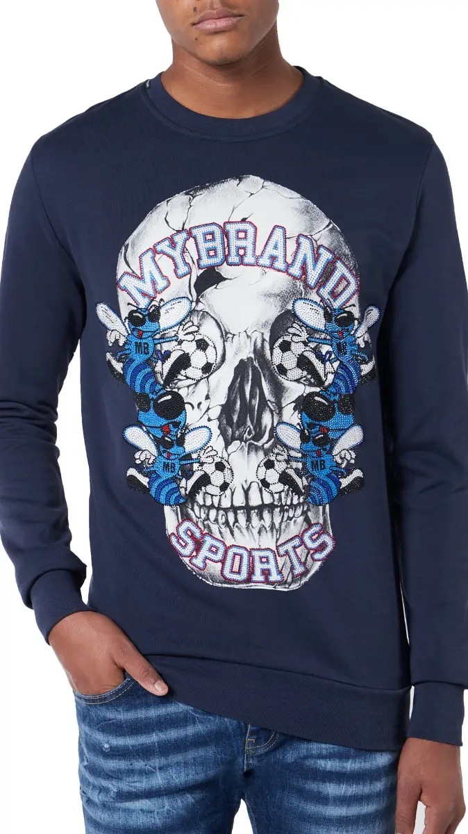Bee & Skull Motif Sweater In Navy 1