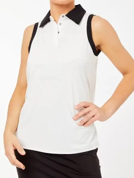 Belyn Key White-And-Black Sleeveless Top – Minimalist Style 1