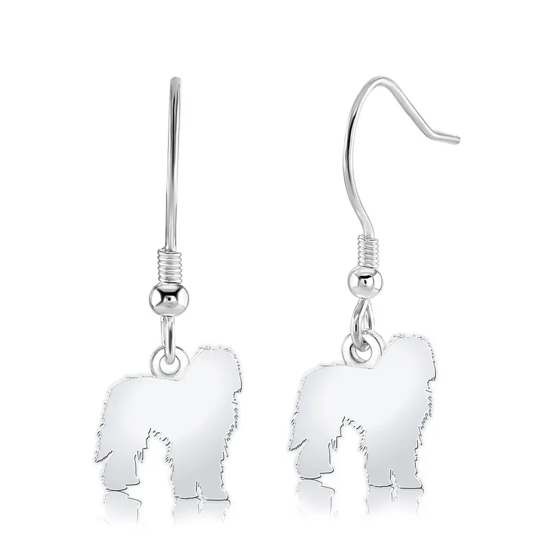 Bergamasco Earrings – Textured Silver Silhouette Design 1