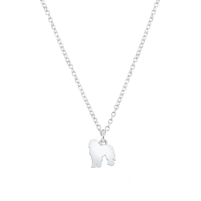 Bergamasco Shepherd Silver Necklace – Custom Engraved Silhouette 1