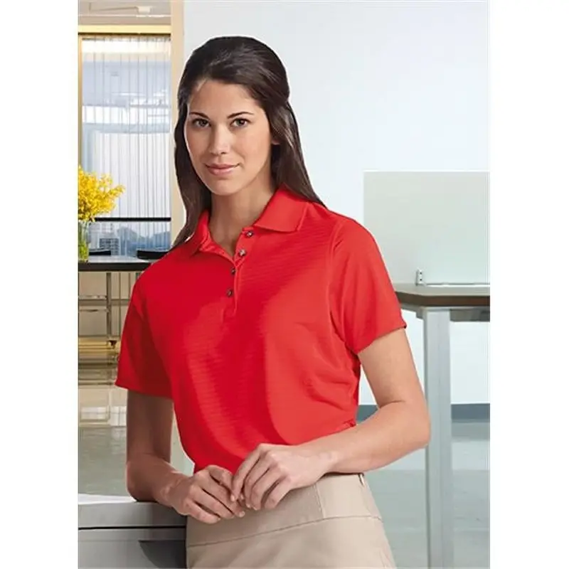 Bermuda Sands Red Textured-Stripe Golf Polo For Women – Size L 1