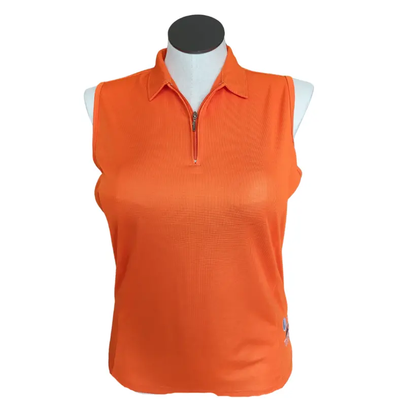 Bermuda Sands Textured Orange Zip Sleeveless Women'S Golf Top – Size L 1