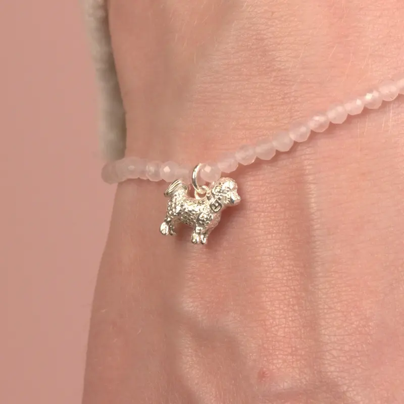 Bichon Frise Crystal Charm Bracelet – Custom Engraved 1